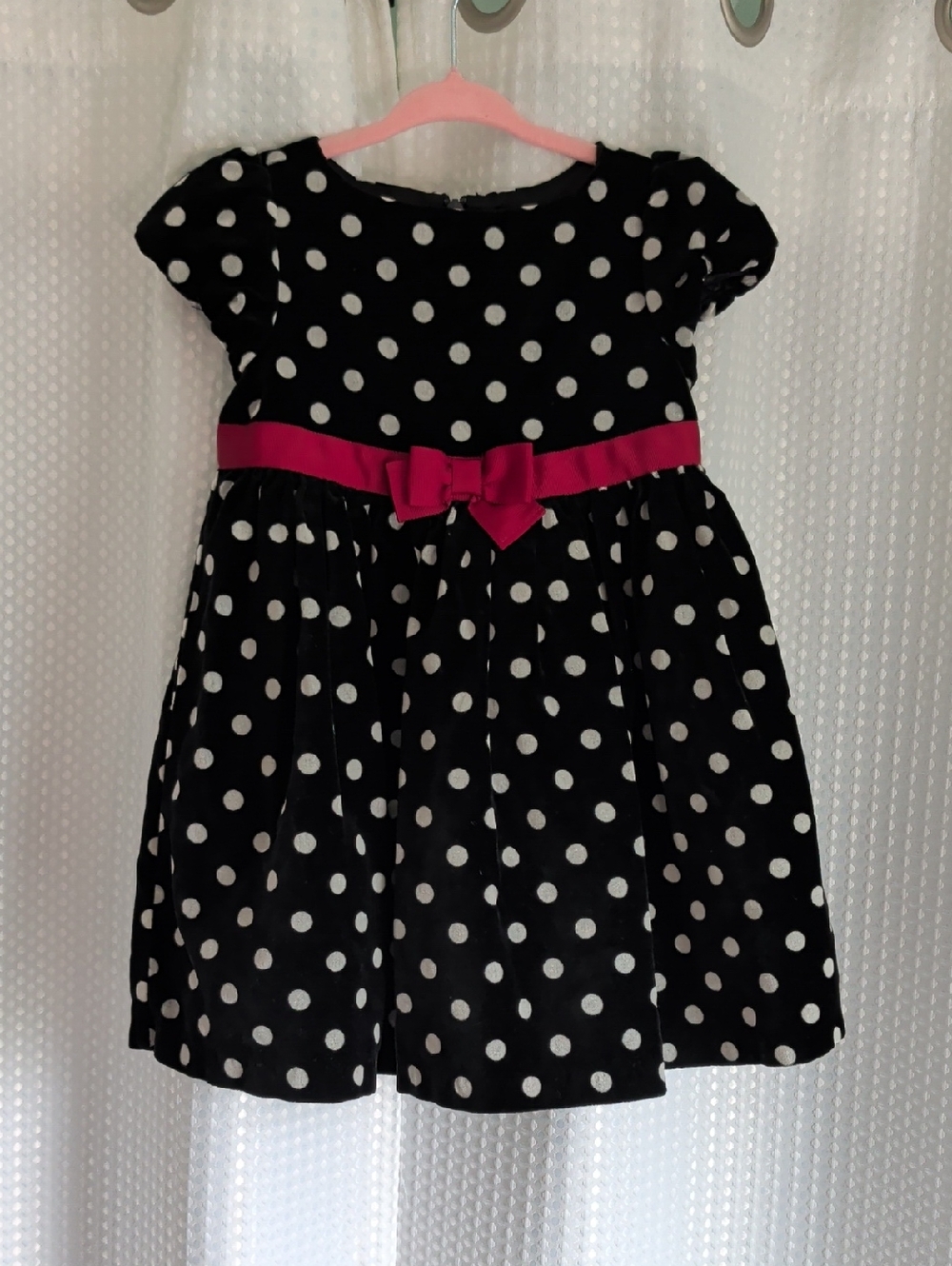 Gymboree Black and White Polka Dot Dress with Pink Belt Sz 2T
